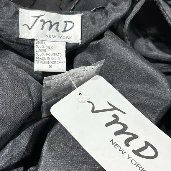 JMD New York black silk cocktail jacket size S beads & sequins NEW OLD STOCK - Picture 3 of 13